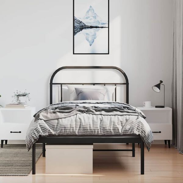vidaXL Cadre de lit métal sans matelas avec tête de lit noir 100x190cm