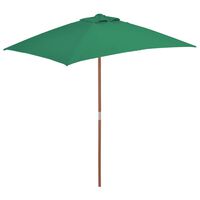 vidaXL Parasol d'extérieur avec mât en bois 150x200 cm vert