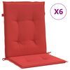 vidaXL Coussins de chaise de jardin &agrave; dossier bas lot de 6 rouge