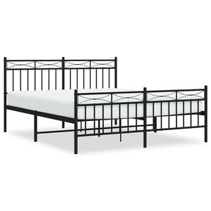 vidaXL Cadre de lit métal sans matelas avec pied de lit noir 150x200cm