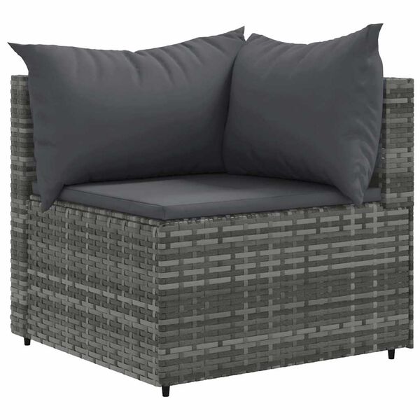 vidaXL Salon de jardin 6 pcs avec coussins Gris R&eacute;sine tress&eacute;e