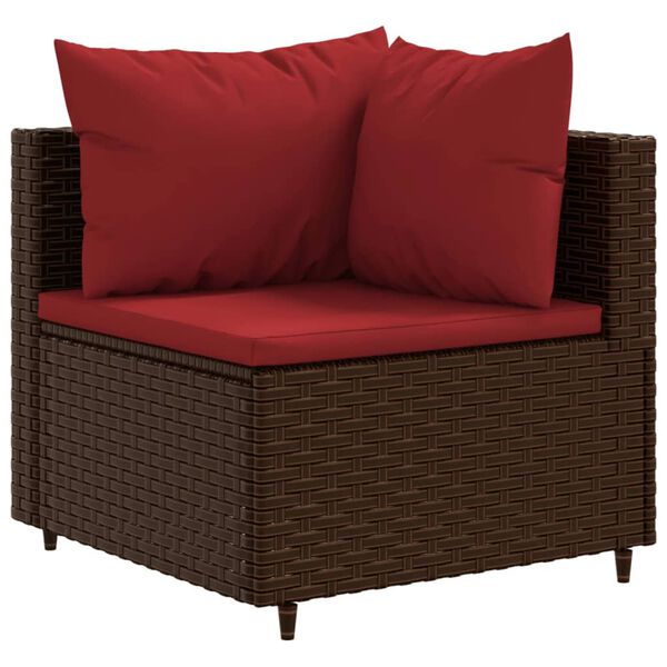 vidaXL Salon de jardin avec coussins 9 pcs marron r&eacute;sine tress&eacute;e
