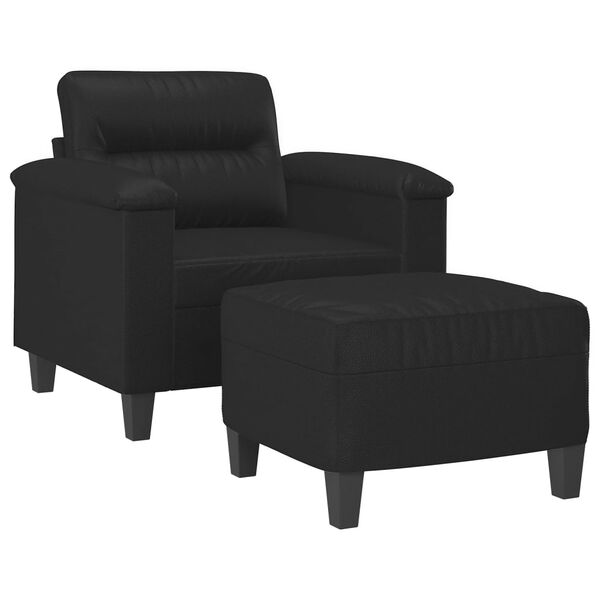 vidaXL Fauteuil avec repose-pied Noir 60 cm Similicuir