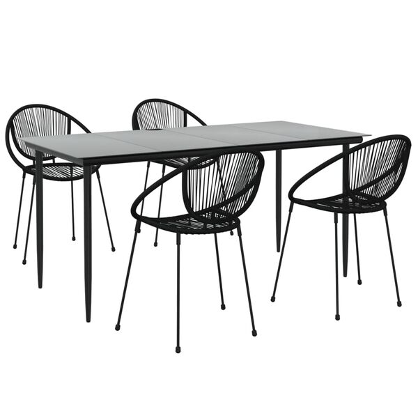 vidaXL Ensemble à manger de jardin 5 pcs Noir Rotin PVC