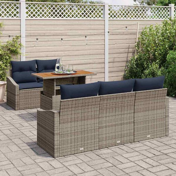 vidaXL Ensemble de salle &agrave; manger pour jardin 6 pcs Gris et marine
