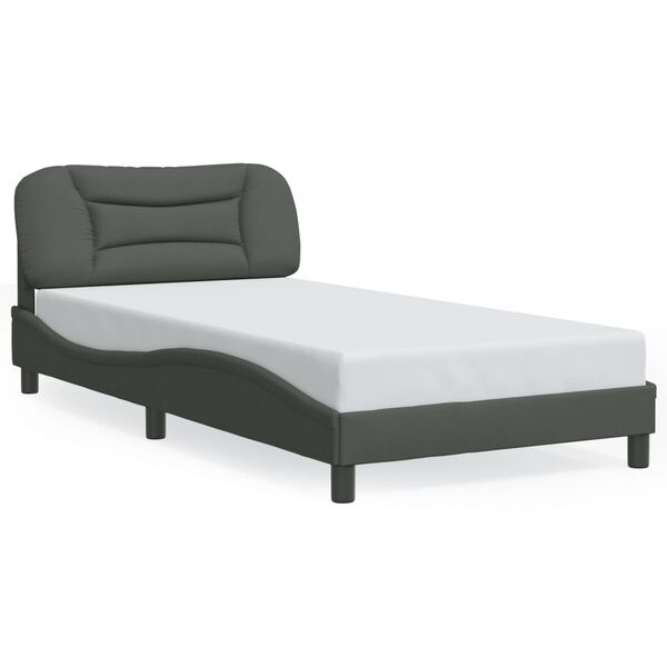 vidaXL Cadre de lit avec LED sans matelas Hvar gris foncé 100x203 cm tissu