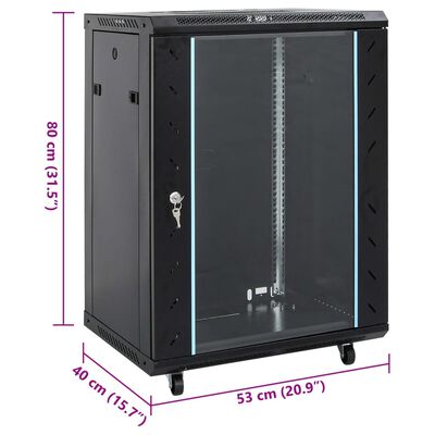 vidaXL Coffret de réseau avec pieds pivotants 15U 19" IP20 53x40x80 cm