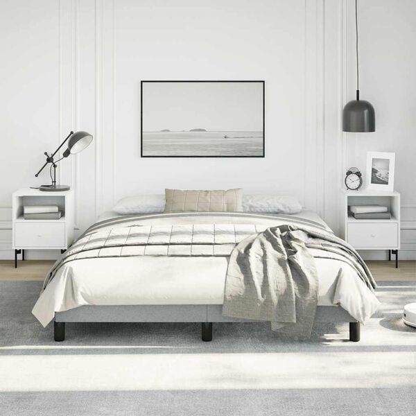 vidaXL Cadre de lit gris clair 152x203 cm tissu