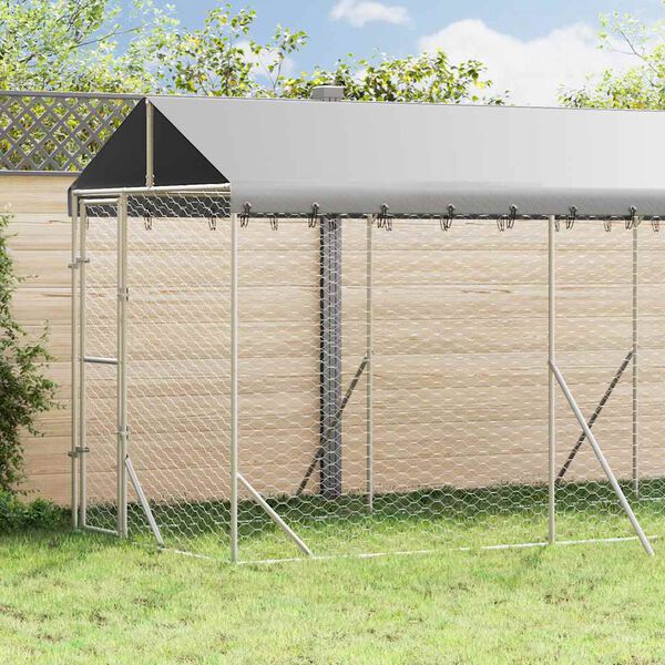 vidaXL Chenil d'ext&eacute;rieur pour chiens avec toit argent&eacute; 2x6x2,5 m
