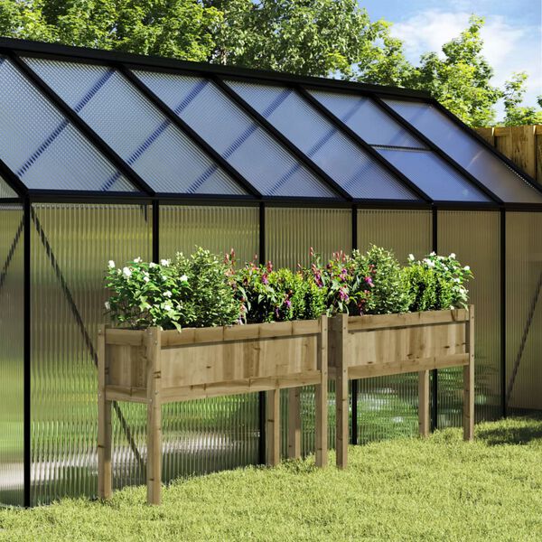 vidaXL Jardini&egrave;res 2 pcs avec pieds bois de pin impr&eacute;gn&eacute;