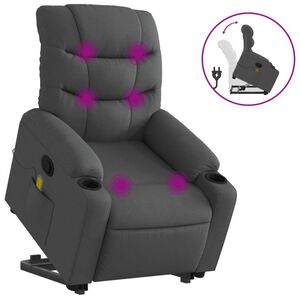 vidaXL Fauteuil inclinable de massage gris foncé tissu