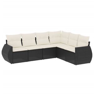vidaXL Salon de jardin 6 pcs avec coussins noir r&eacute;sine tress&eacute;e