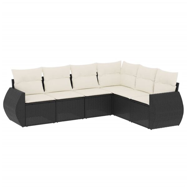vidaXL Salon de jardin 6 pcs avec coussins noir r&eacute;sine tress&eacute;e