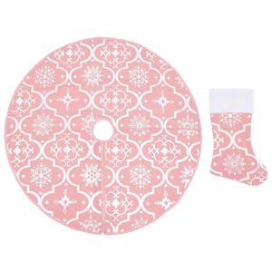 vidaXL Jupe de sapin de No&euml;l de luxe avec chaussette Rose 122 cm Tissu