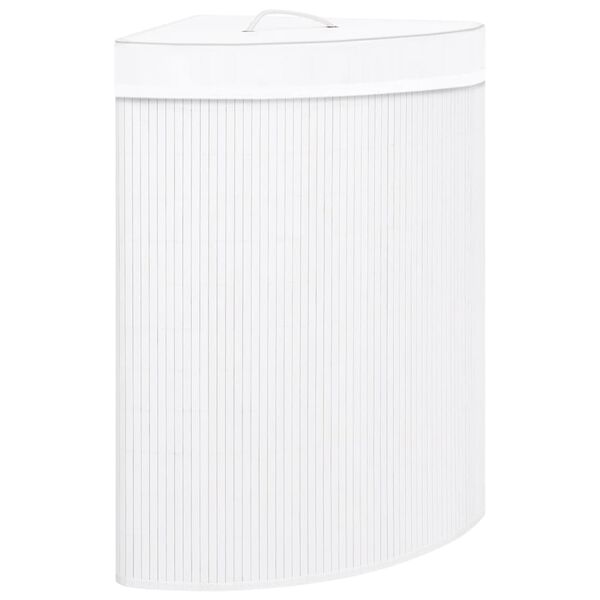 vidaXL Panier &agrave; linge d'angle Bambou Blanc 60 L