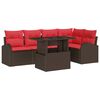 vidaXL Ensemble de canap&eacute; de jardin 6 pcs Marron et rouge polyrotin