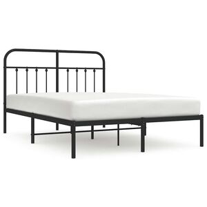 vidaXL Cadre de lit m&eacute;tal sans matelas avec t&ecirc;te de lit noir 150x200cm