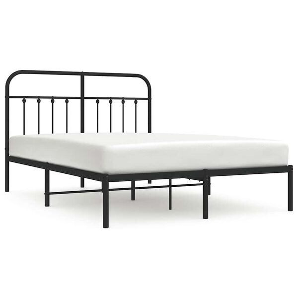 vidaXL Cadre de lit m&eacute;tal sans matelas avec t&ecirc;te de lit noir 150x200cm
