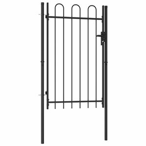 vidaXL Portillon simple porte avec dessus arqu&eacute; Acier 1x1,5 m Noir