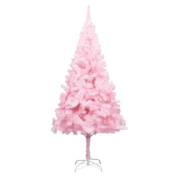 vidaXL Arbre de No&euml;l artificiel pr&eacute;-&eacute;clair&eacute; et boules rose 240 cm PVC
