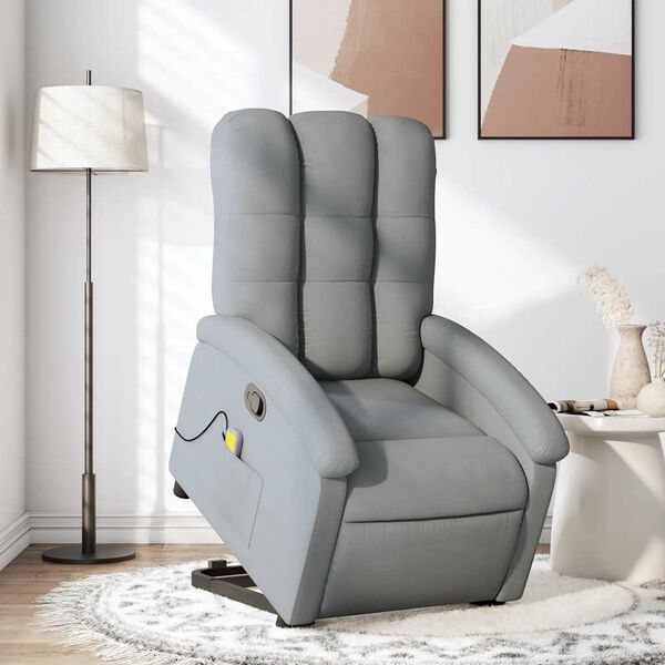 vidaXL Fauteuil inclinable de massage gris clair tissu