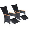 vidaXL Chaise inclinable de jardin 2pc et coussins R&eacute;sine tress&eacute;e Noir