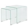 vidaXL Ensemble de tables gigognes 2 Pi&egrave;ces Verre tremp&eacute; Transparent