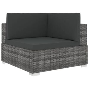 vidaXL Chaise d'angle sectionnelle avec coussins r&eacute;sine tress&eacute;e gris