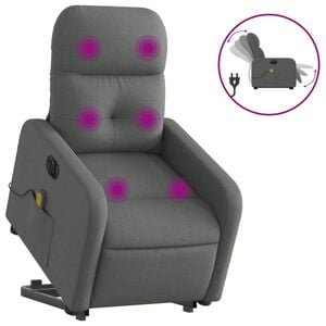 vidaXL Fauteuil inclinable de massage &eacute;lectrique gris fonc&eacute; tissu