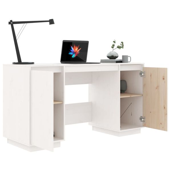 vidaXL Bureau blanc 140x50x75 cm bois massif de pin