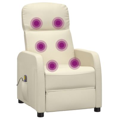 vidaXL Fauteuil de massage blanc crème similicuir