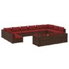 vidaXL Salon de jardin 13 pcs avec coussins Marron R&eacute;sine tress&eacute;e