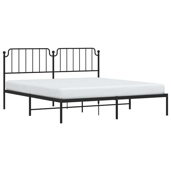 vidaXL Cadre de lit m&eacute;tal sans matelas avec t&ecirc;te de lit noir 183x213cm
