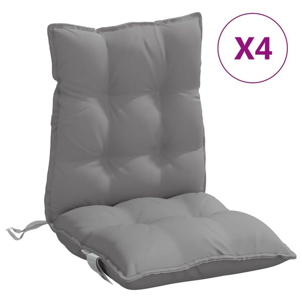 vidaXL Coussins de chaise &agrave; dossier bas lot de 4 gris tissu oxford