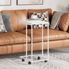 vidaXL Table d'appoint avec roues Blanc 40x30x63,5cm Bois d'ing&eacute;nierie