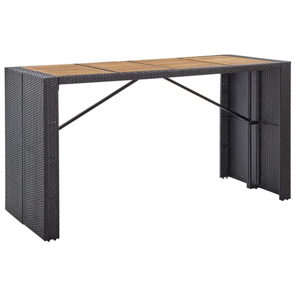 vidaXL Ensemble de bar d'ext&eacute;rieur 9 pcs R&eacute;sine tress&eacute;e et acacia Noir