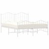 vidaXL Cadre de lit m&eacute;tal sans matelas et pied de lit blanc 135x190 cm