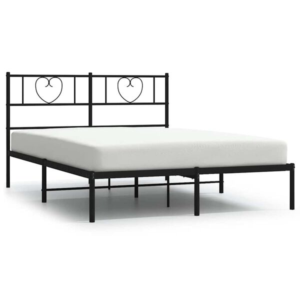 vidaXL Cadre de lit métal sans matelas avec tête de lit noir 150x200cm