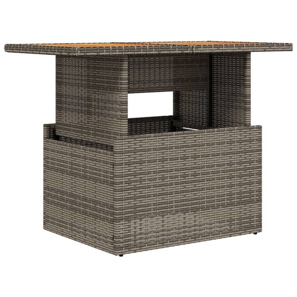 vidaXL Table de jardin gris 100x55x73 cm r&eacute;sine tress&eacute;e et bois acacia