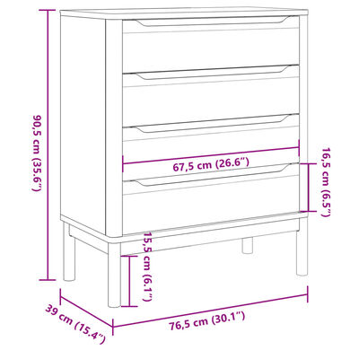 vidaXL Commode FLORO blanc bois de pin massif