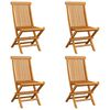 vidaXL Chaises de jardin et coussins noir lot de 4 Bois de teck massif