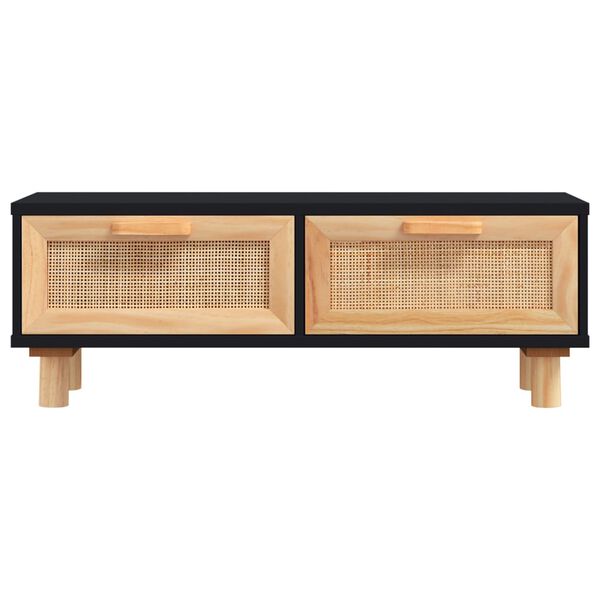 vidaXL Table basse Noir 80x40x30 cm Bois d'ing&eacute;nierie et pin massif