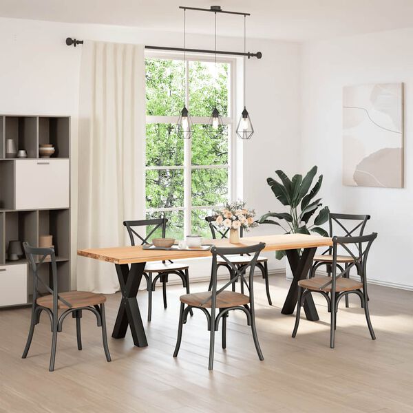 vidaXL Pieds de table &agrave; manger en forme de X, 2 pi&egrave;ces, noir, 60 x (72-73) cm, acier