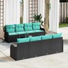 vidaXL Ensemble de canap&eacute; de jardin 9 pcs Noir et turquoise