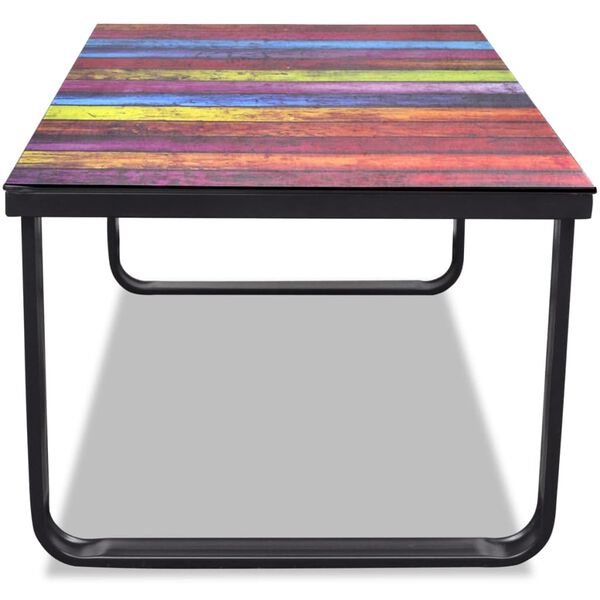 vidaXL Table basse avec impression d'arc-en-ciel Dessus en verre