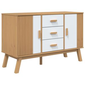 vidaXL Buffet OLDEN blanc et marron 114x43x73,5 cm bois massif de pin