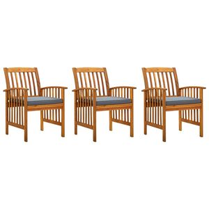 vidaXL Chaises &agrave; manger de jardin lot de 3 et coussins Bois d'acacia