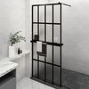 vidaXL Paroi de douche avec &eacute;tag&egrave;re Noir 90x195 cm Verre ESG&Aluminium