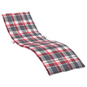 vidaXL Coussin de chaise longue &agrave; carreaux rouge 200x50x3 cm