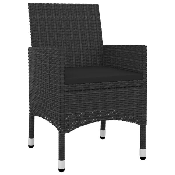 vidaXL Ensemble &agrave; manger de jardin coussins 3 pcs R&eacute;sine tress&eacute;e Verre